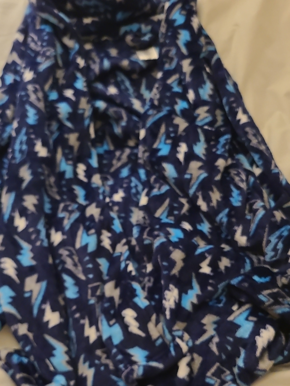 Sleep On It Blue and Light Gray Plush Robe with Lightning Print